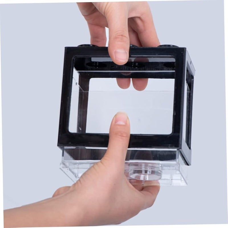 خزان أسماك أكريليك أسود صغير قابل للتكديس لتزيين مكتب المكتب وطاولة الشاي - Image 3